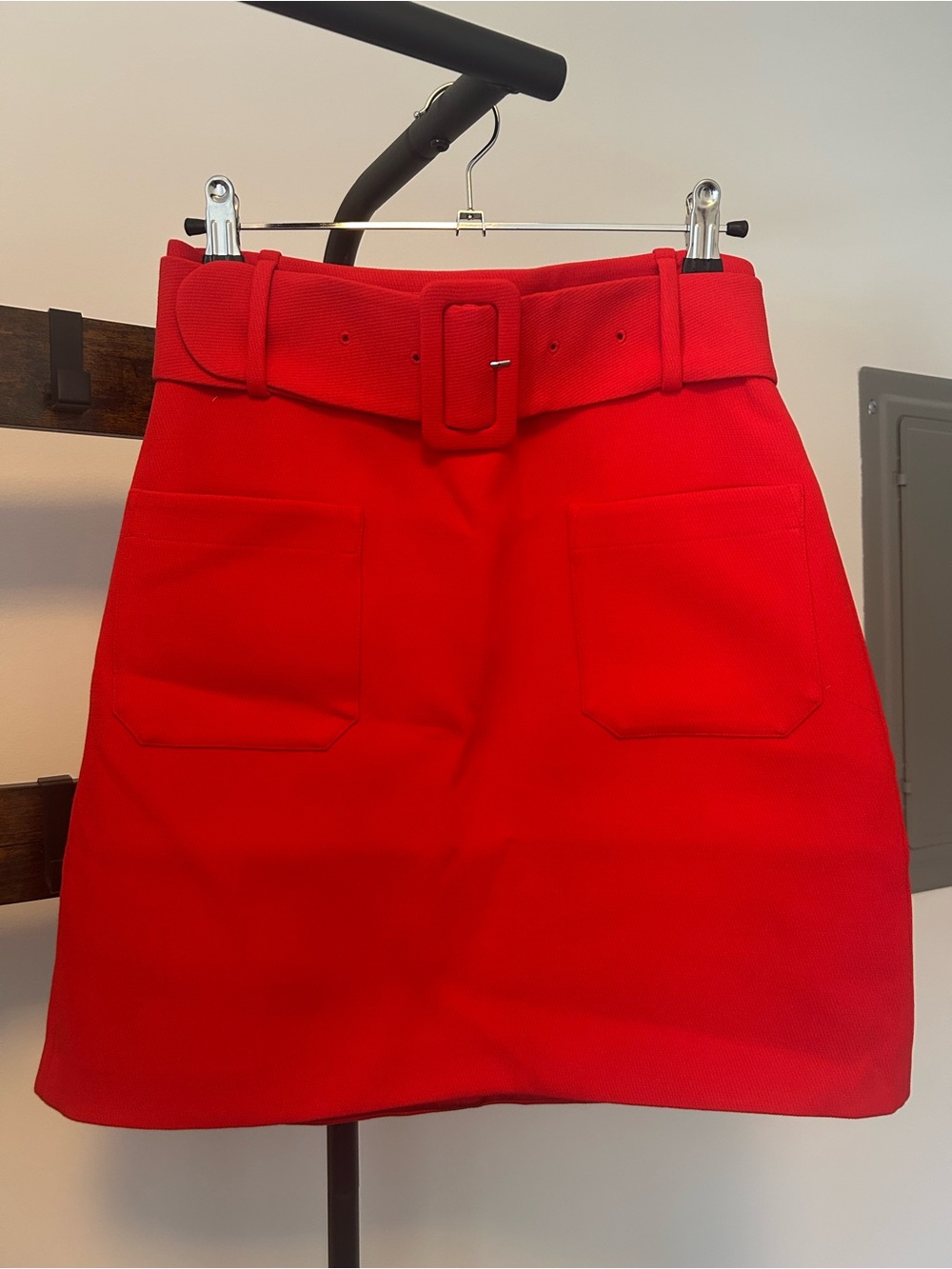 & Other Stories Bright Red Belted Mini Skirt